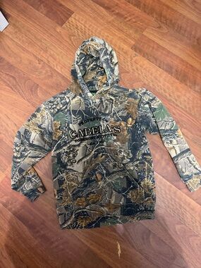 Cabela's Kids Camo Hooded Pullover Jacket - Green/Brown/Black